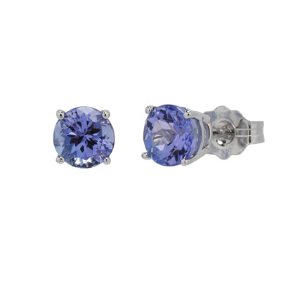 Tanzanite Stud Earrings in 14kt White Gold (5mm)