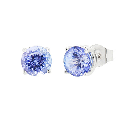 Tanzanite Stud Earrings in 14kt White Gold (6mm)