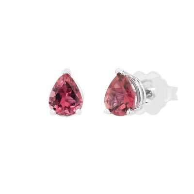 Maine Pink Tourmaline Stud Earrings in 14kt White Gold