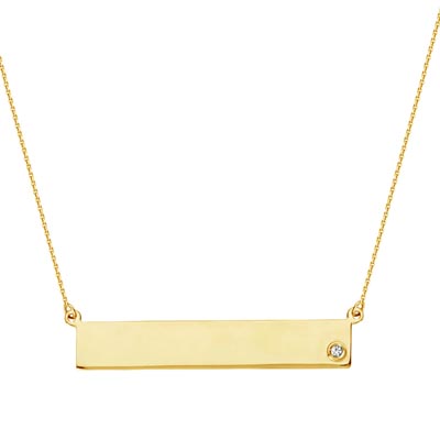 Adjustable Name Bar Necklace in 14kt Yellow Gold with Diamond (.02ct)