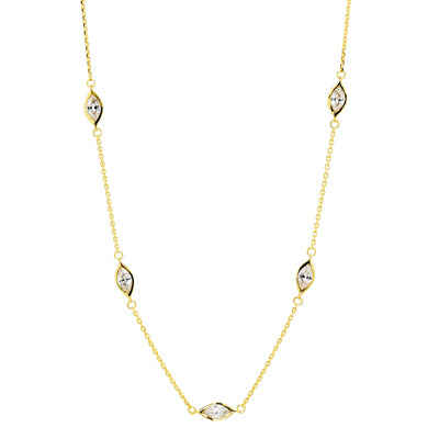 Adjustable Marquise Cubic Zirconia Necklace in 14kt Yellow Gold