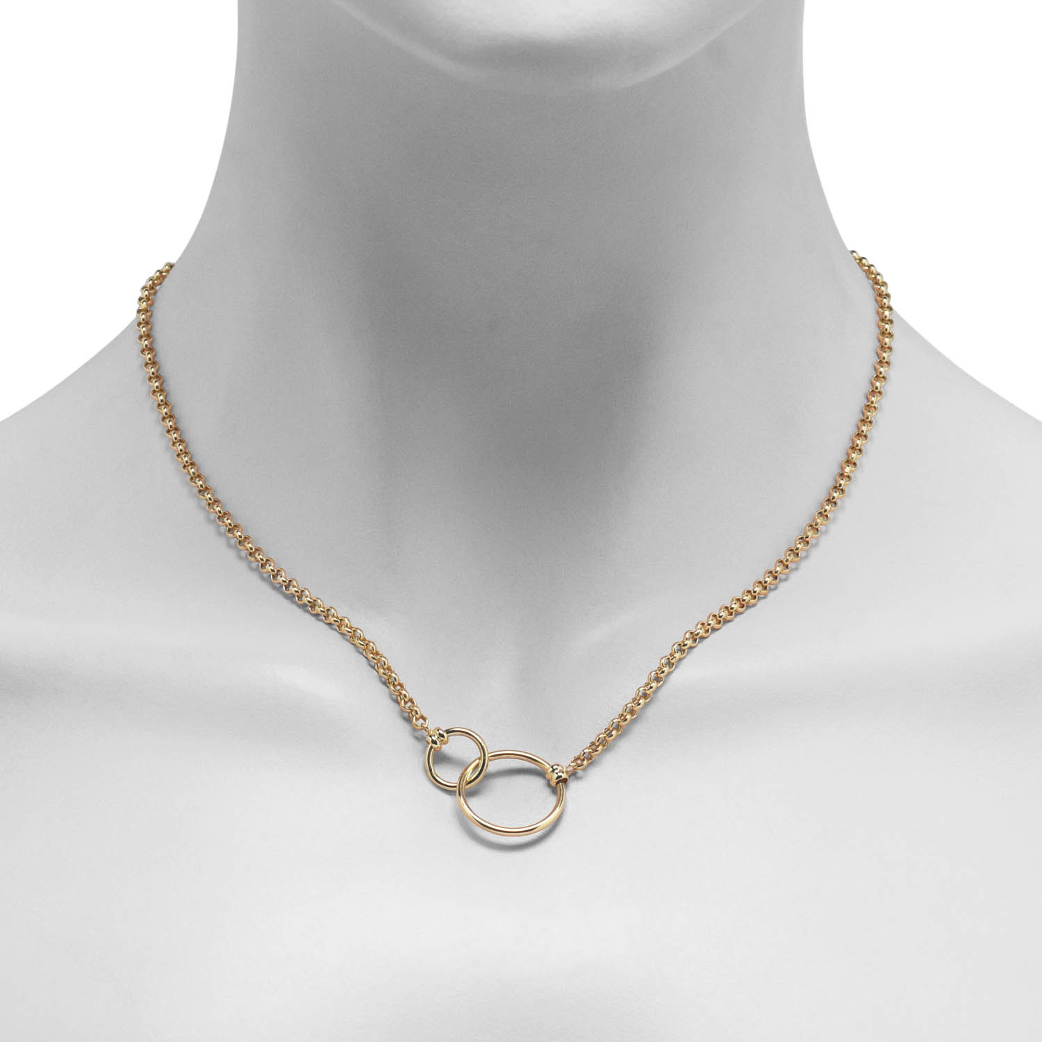 Double Circle Link Necklace in 10kt Yellow Gold