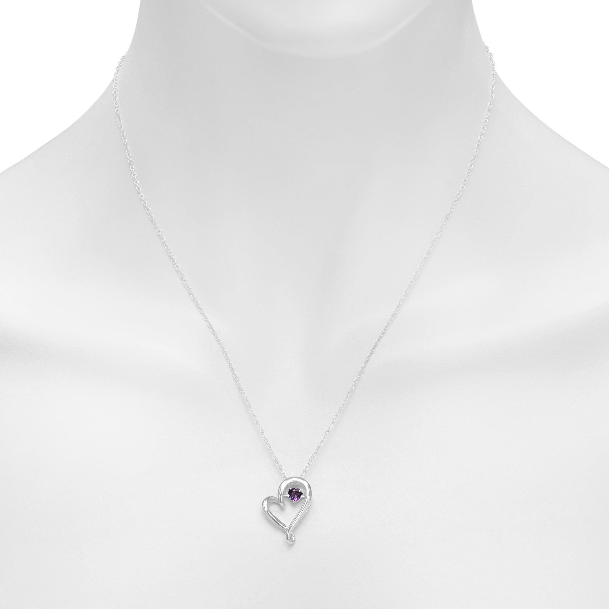 Amethyst Heart Necklace in Sterling Silver