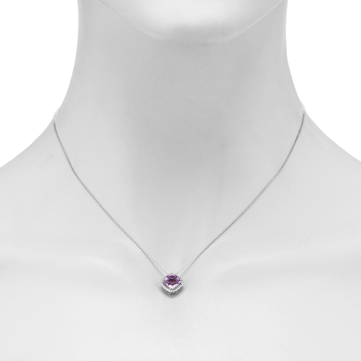 Handcrafted 1.20 Carats Amethyst 18 Karat White Gold Pendant Necklace For  Sale at 1stDibs