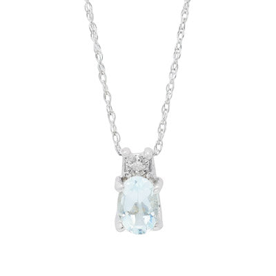 Aquamarine Necklace in 14kt White Gold with Diamond (.01ct tw)