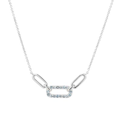Aquamarine Paperclip Necklace in Sterling Silver