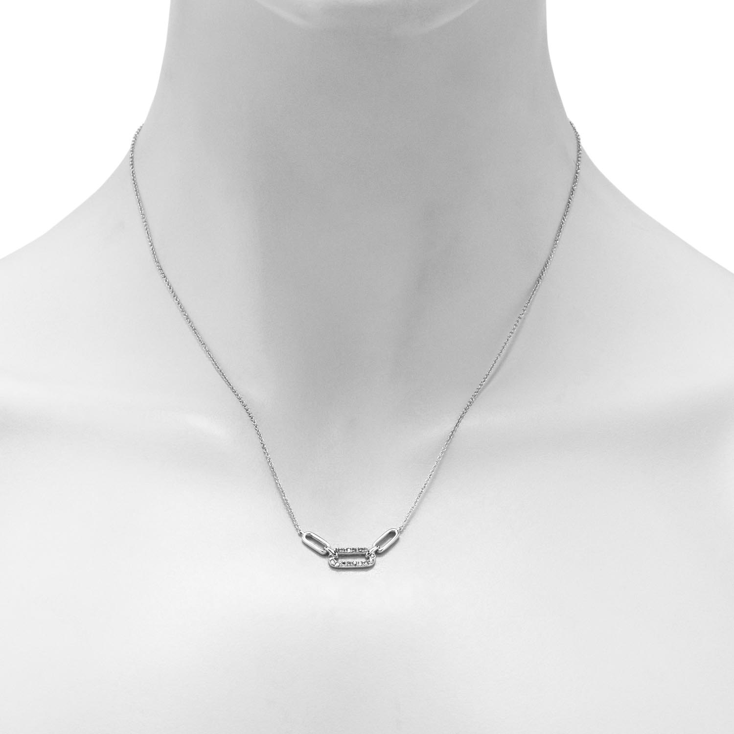 Aquamarine Paperclip Necklace in Sterling Silver