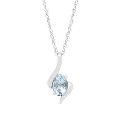 Oval Aquamarine Necklace in 10kt White Gold
