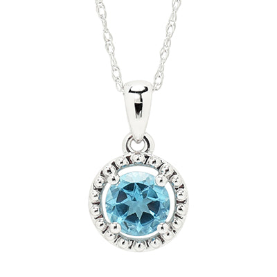 Blue Topaz Necklace in 10kt White Gold