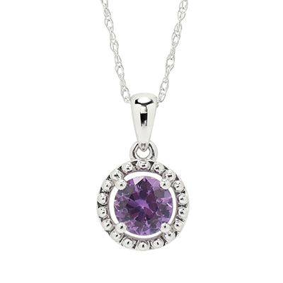 Created Alexandrite Necklace in 10kt White Gold