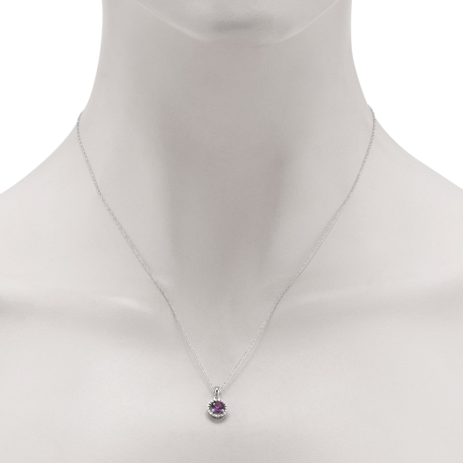 Created Alexandrite Necklace in 10kt White Gold