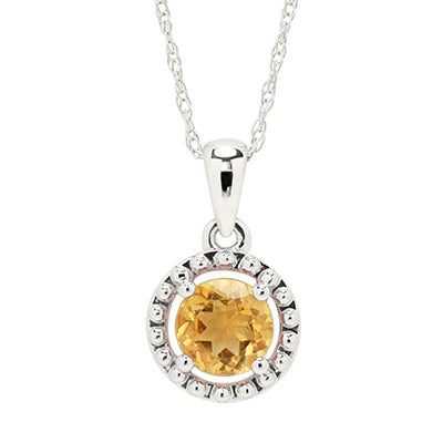 Citrine Necklace in 10kt White Gold
