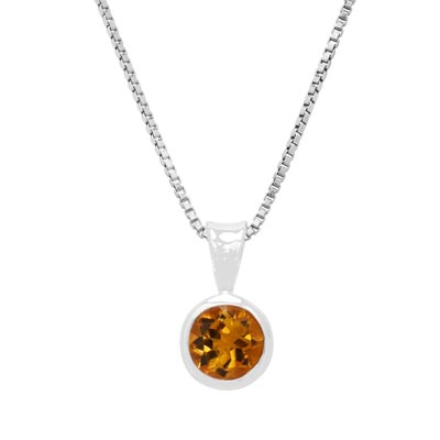 Citrine Bezel Necklace in Sterling Silver