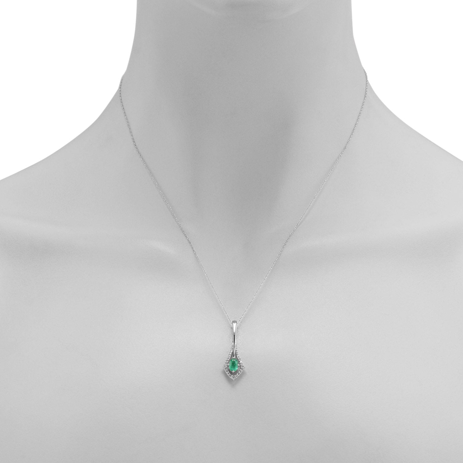Emerald Necklace in 14kt White Gold with Diamonds (1/10ct tw)