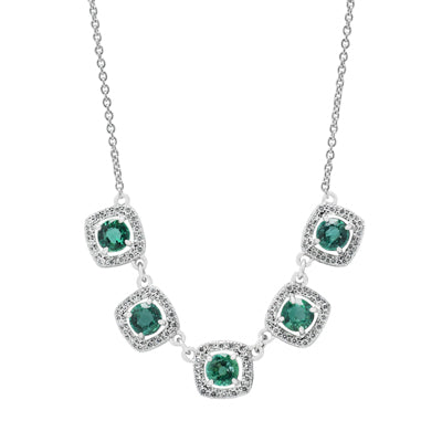 Emerald Necklace in 14kt White Gold with Diamonds (1/3ct tw)
