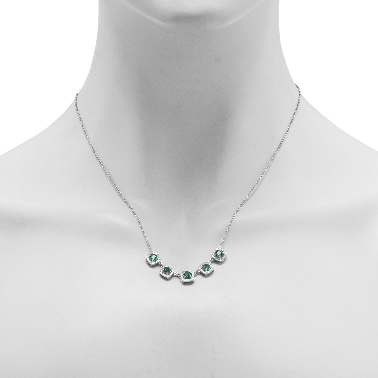 Emerald Necklace in 14kt White Gold with Diamonds (1/3ct tw)