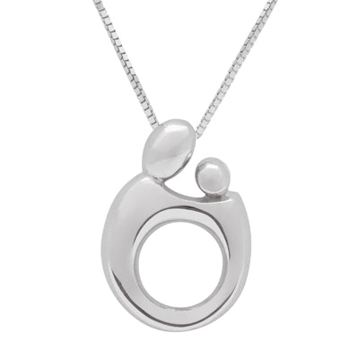 Mother and Child Necklace in 14kt White Gold