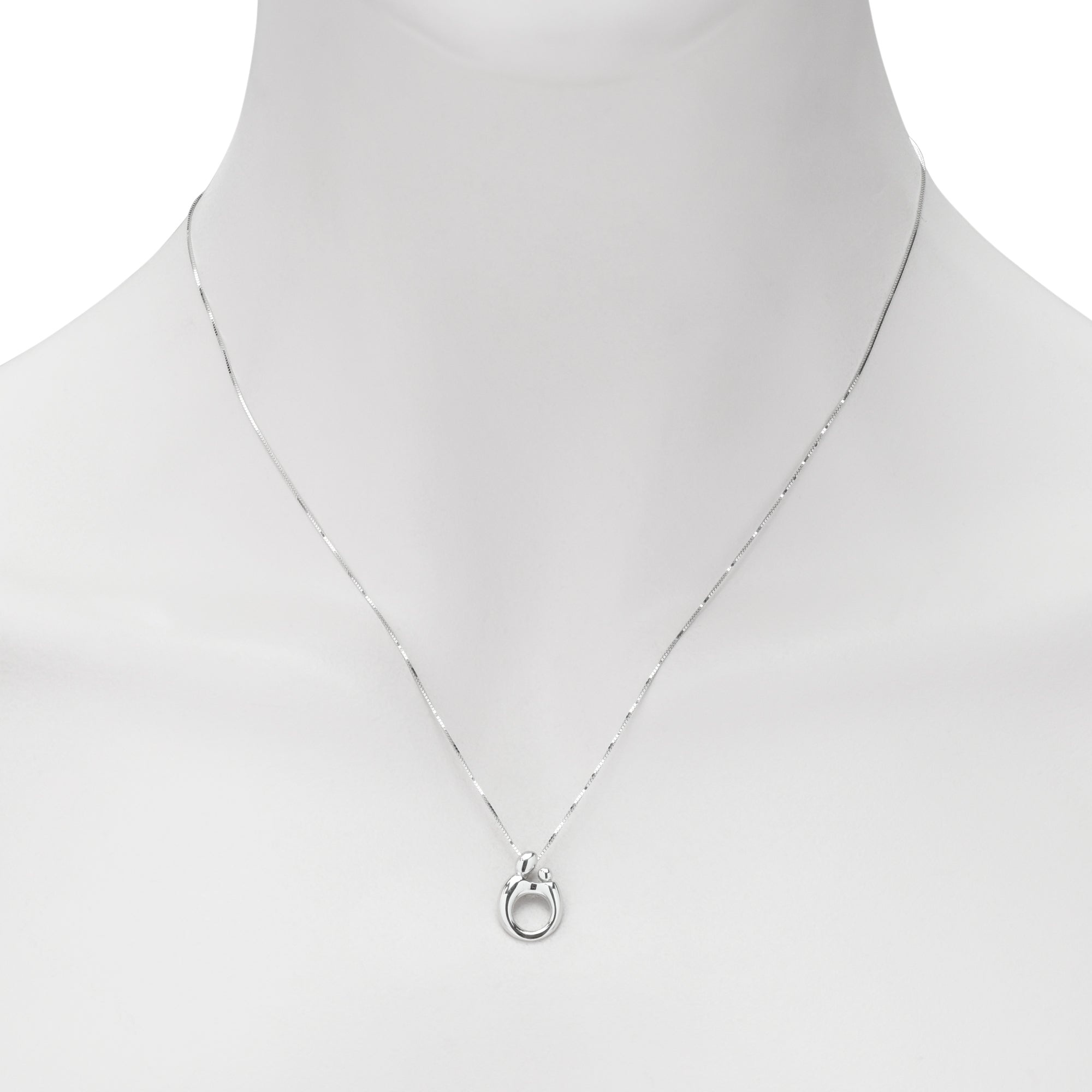 Mother and Child Necklace in 14kt White Gold