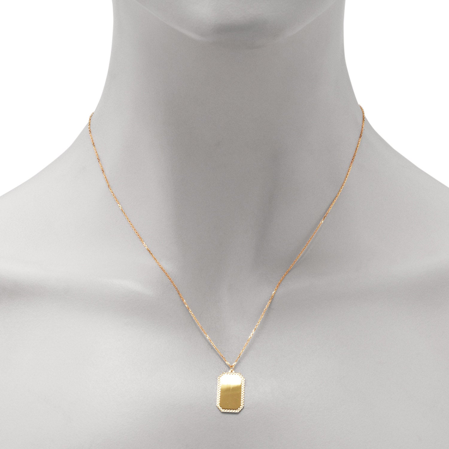 Rectangle Plaque Necklace in 14kt Yellow Gold