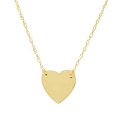 Engravable Heart Necklace in 14kt Yellow Gold