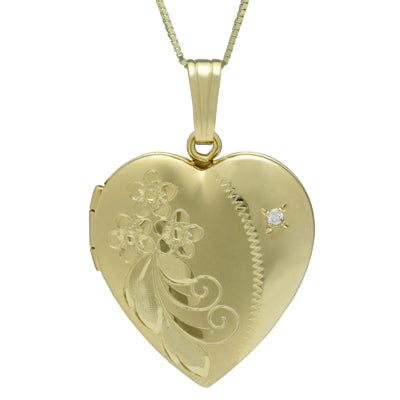 Heart Locket in 14kt Yellow Gold with Diamond (.01ct)