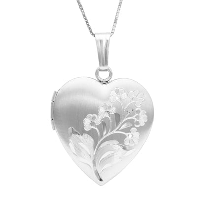 Floral Heart Locket in 14kt White Gold