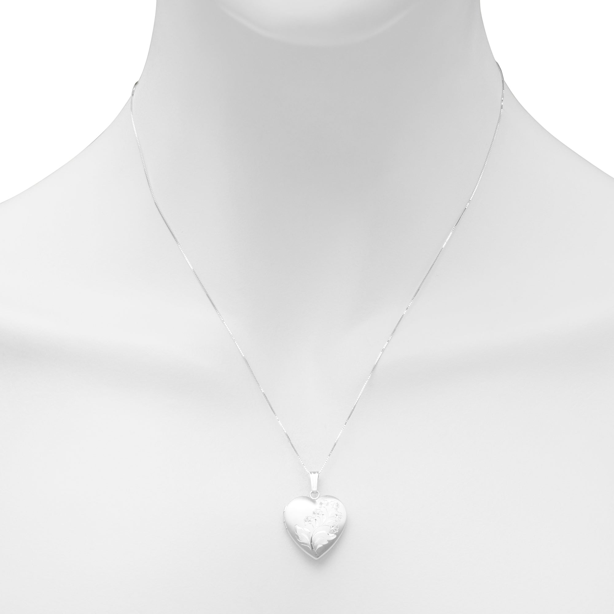 Floral Heart Locket in 14kt White Gold