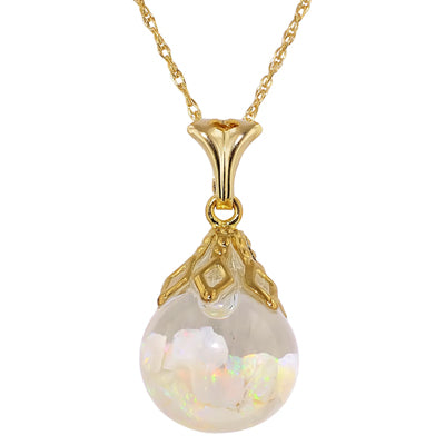 Floating Opal Necklace in 14kt Yellow Gold