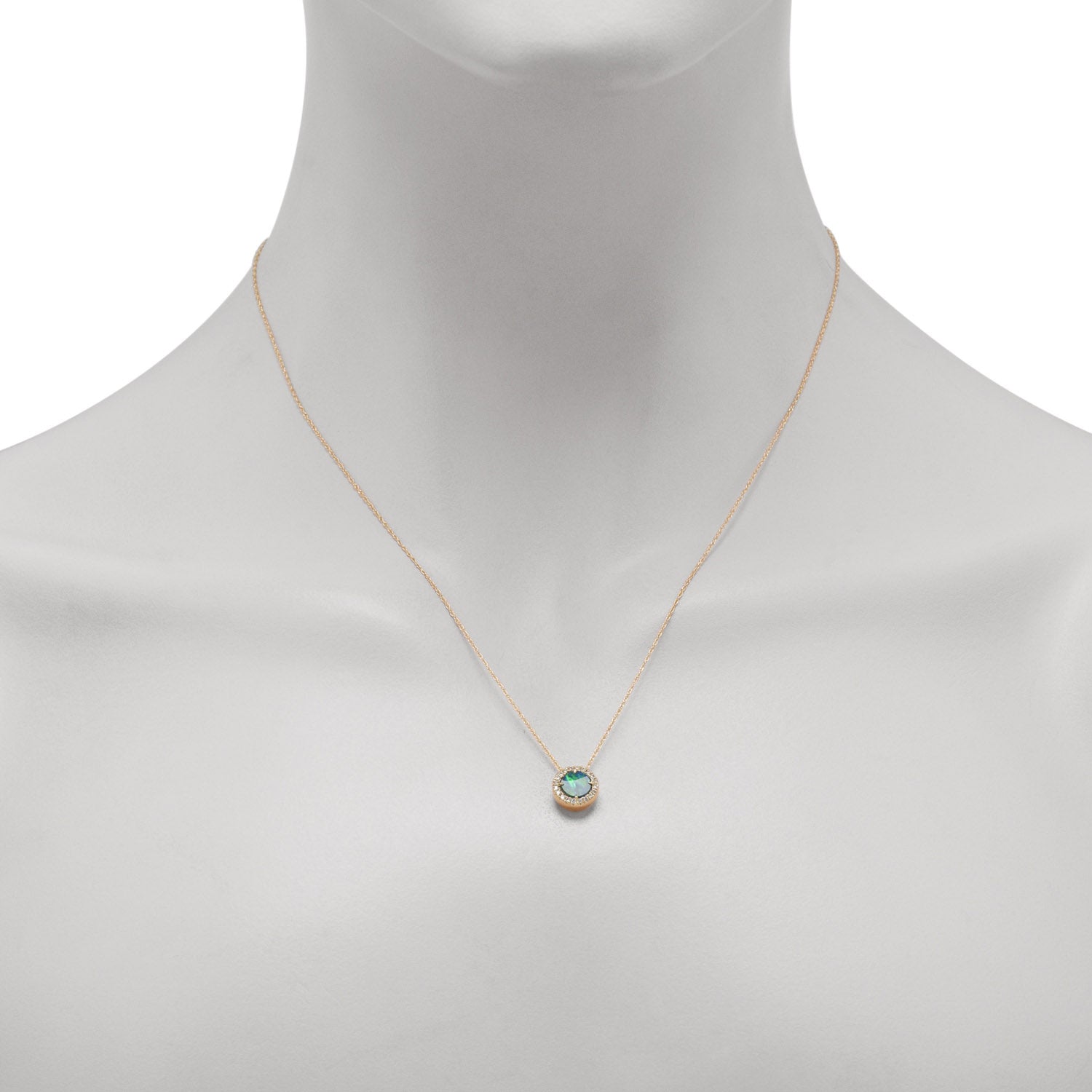 Parlé Australian Opal Doublet Necklace in 14kt Yellow Gold with Diamonds (1/10ct tw)