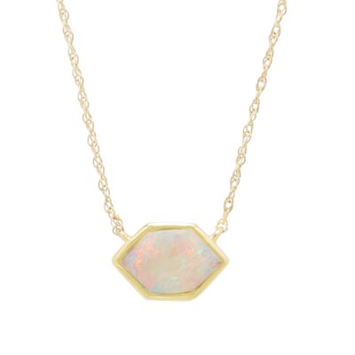Parlé Australian Opal Bezel Necklace in 14kt Yellow Gold