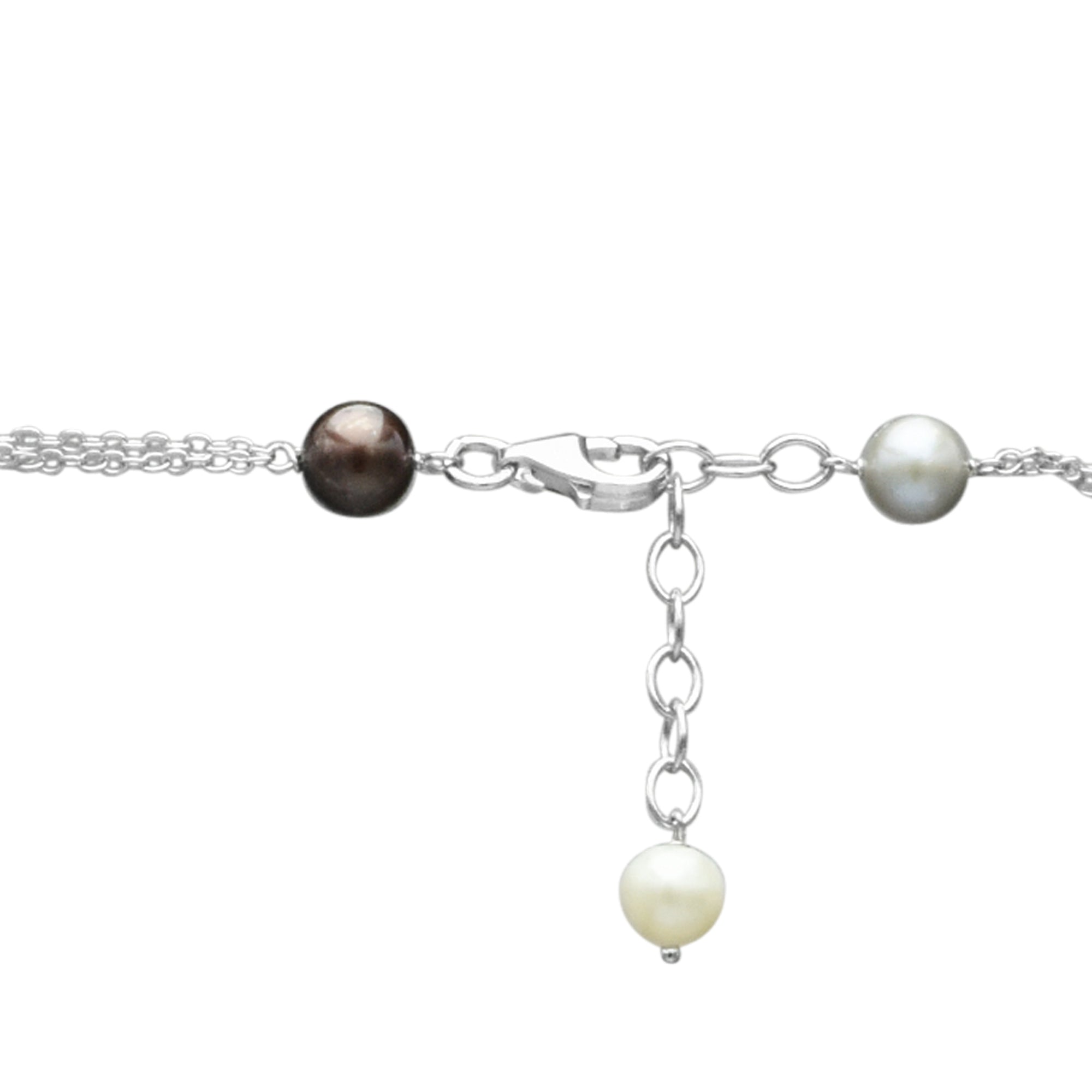 Cultured Freshwater Multi Color Pearl Necklace in Sterling Silver (6-9.5mm pearls)