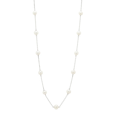 Cultured Freshwater Pearl Necklace in 14kt White Gold (5-6mm pearls)