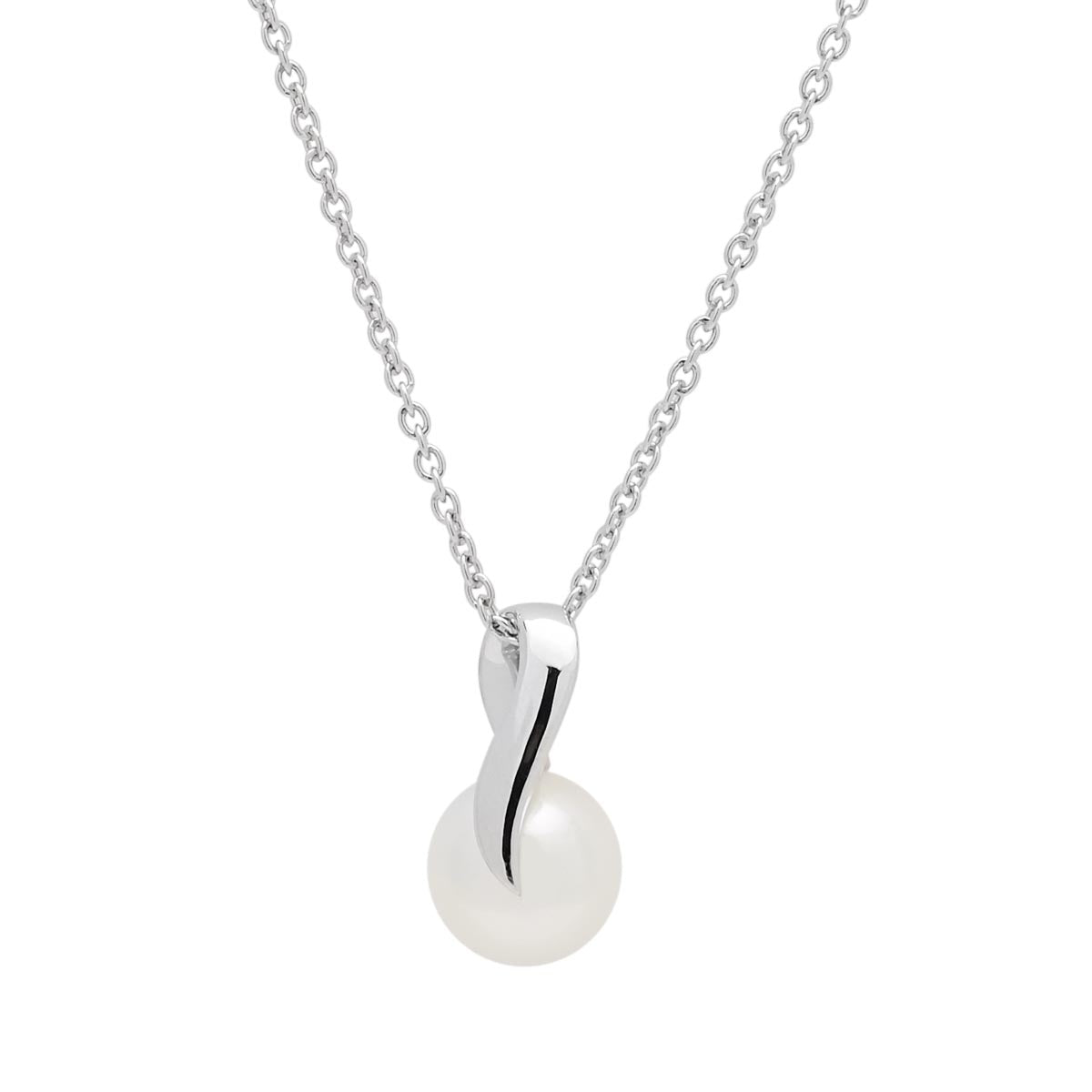 Freshwater Pearl Necklace in Sterling Silver (9mm)