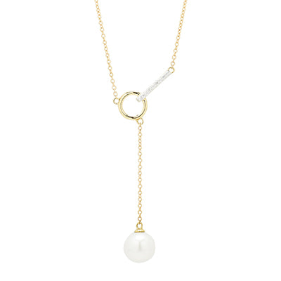 Mastoloni Freshwater Pearl Necklace in 14kt Yellow Gold with Diamonds (1/20ct tw)