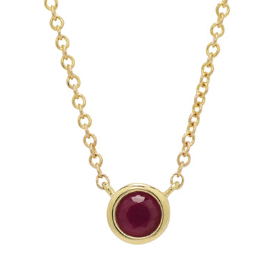 Ruby Bezel Necklace in 10kt Yellow Gold