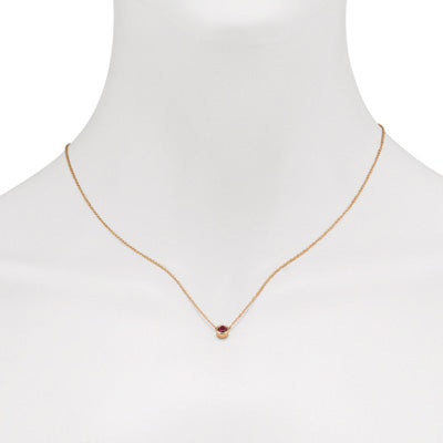 Ruby Bezel Necklace in 10kt Yellow Gold