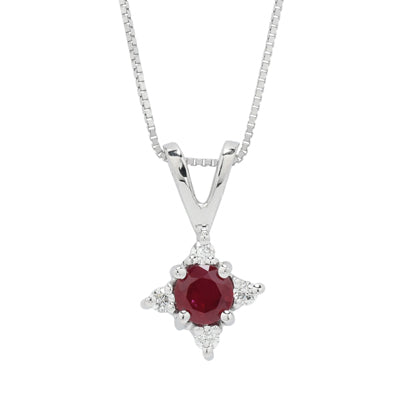 Ruby Necklace in 14kt White Gold with Diamond (1/20ct tw)