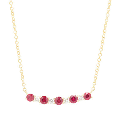 Ruby Bar Necklace in 14kt Yellow Gold with Diamonds (1/10ct tw)