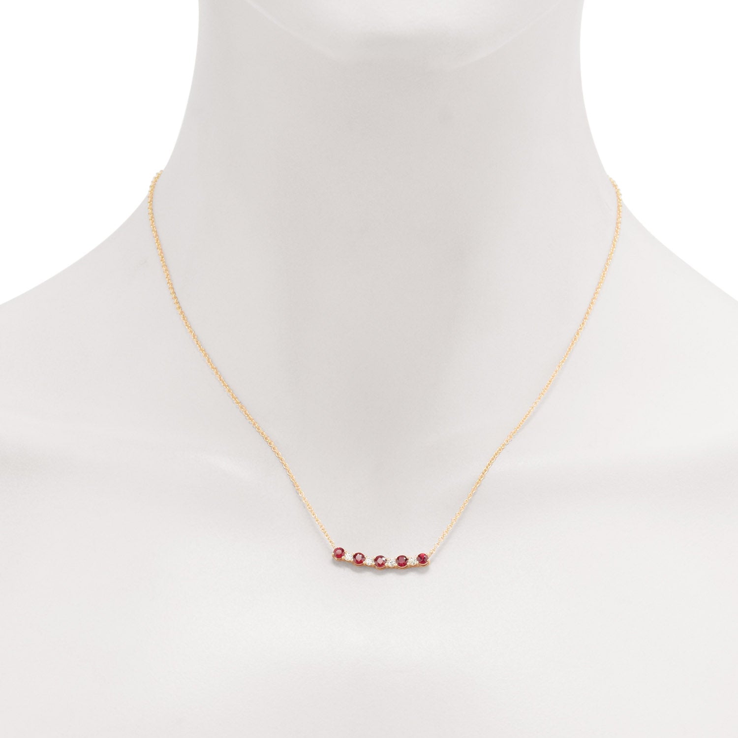 Ruby Bar Necklace in 14kt Yellow Gold with Diamonds (1/10ct tw)