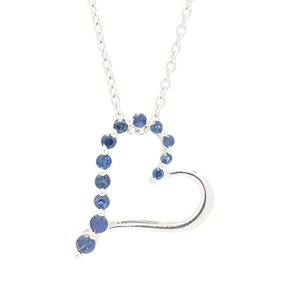 Sapphire Heart Necklace in Sterling Silver
