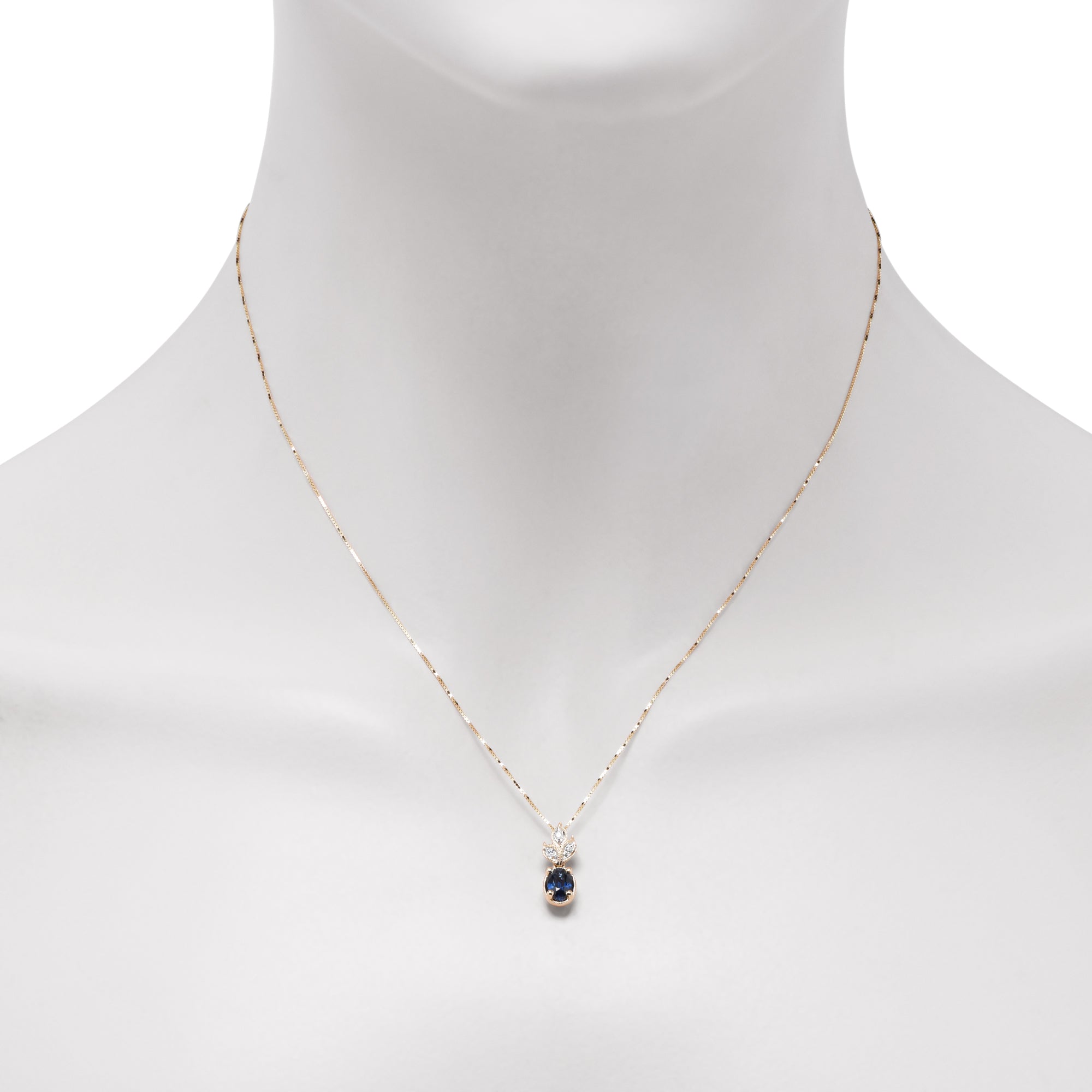 Sapphire Necklace in 14kt Yellow Gold with Diamonds (.03ct tw)