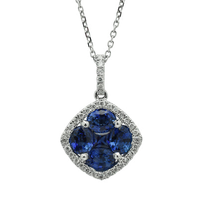 Sapphire Necklace in 18kt White Gold with Diamonds (1/7ct tw)