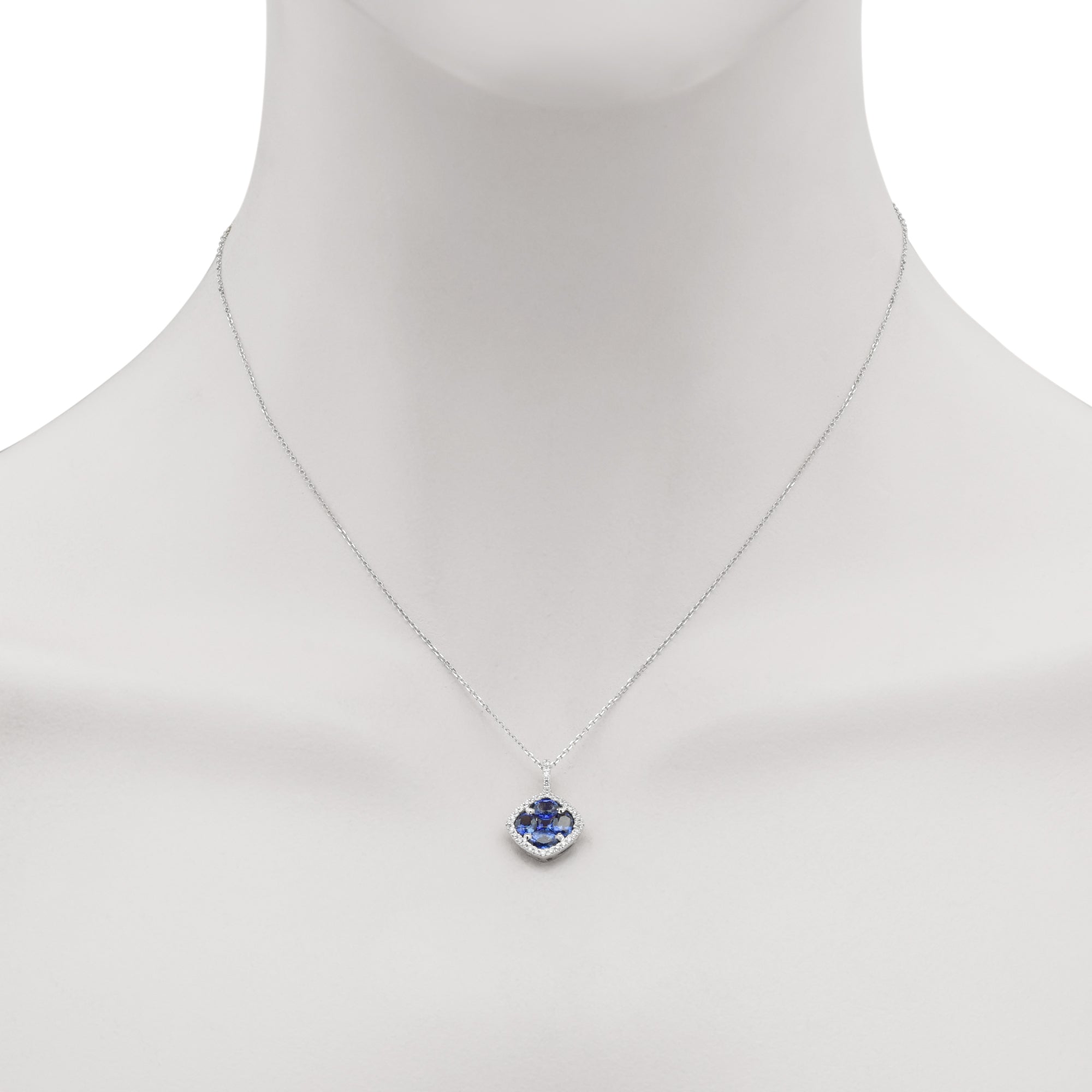 Sapphire Necklace in 18kt White Gold with Diamonds (1/7ct tw)