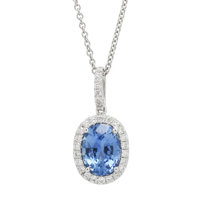 Sapphire Necklace in 14kt White Gold with Diamonds (1/5ct tw)