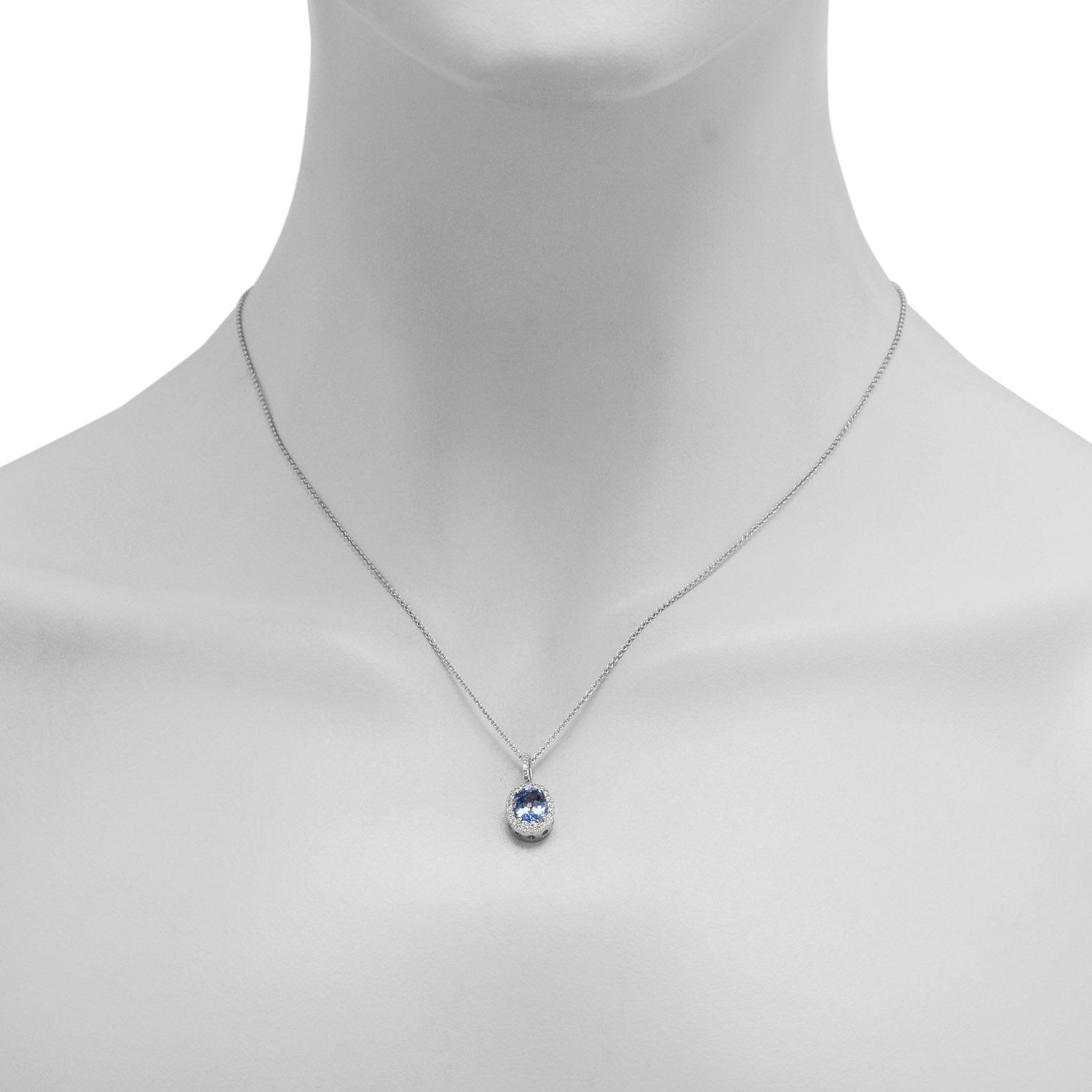 Sapphire Necklace in 14kt White Gold with Diamonds (1/5ct tw)