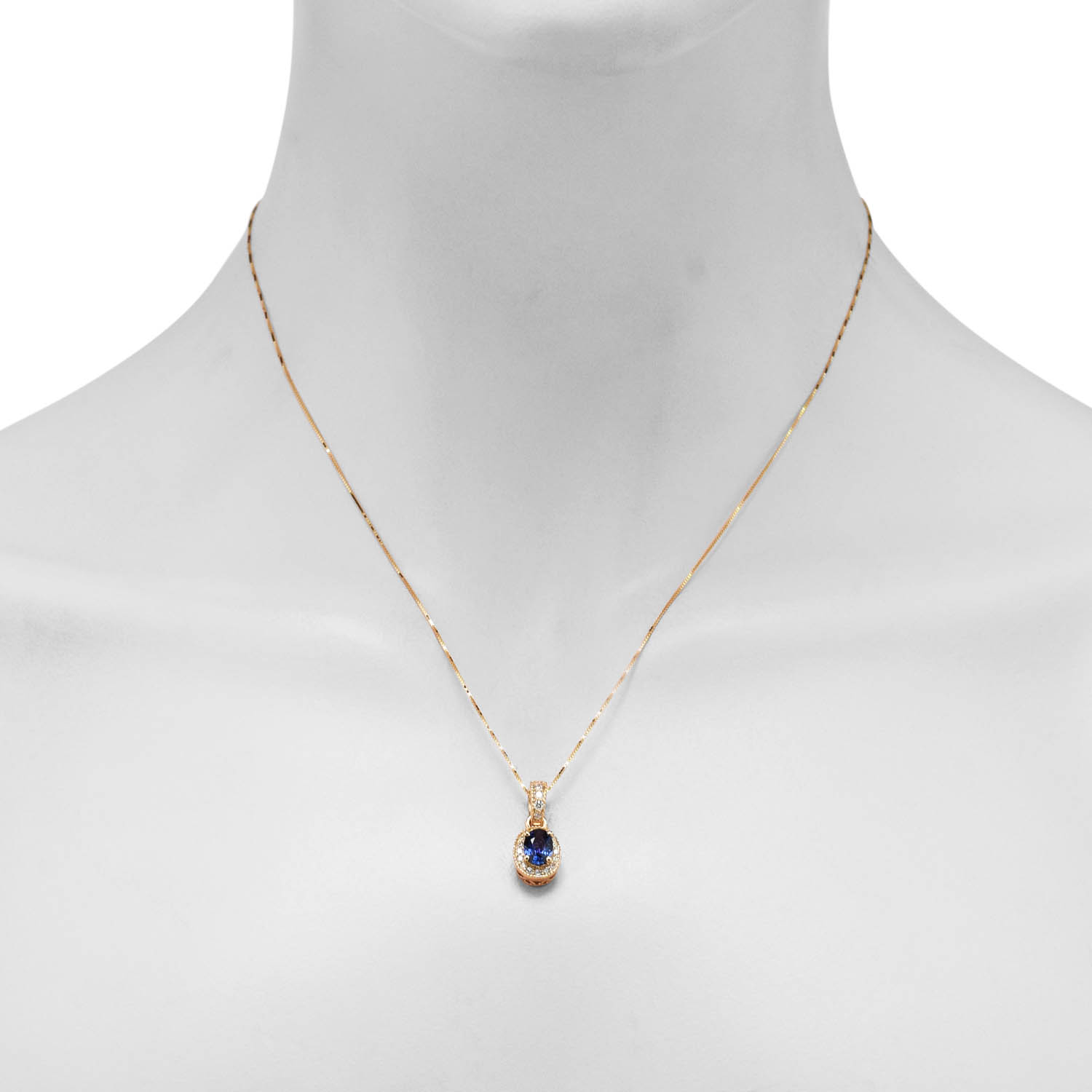 Oval Sapphire Necklace in 14kt Yellow Gold with Diamonds (1/4ct tw)