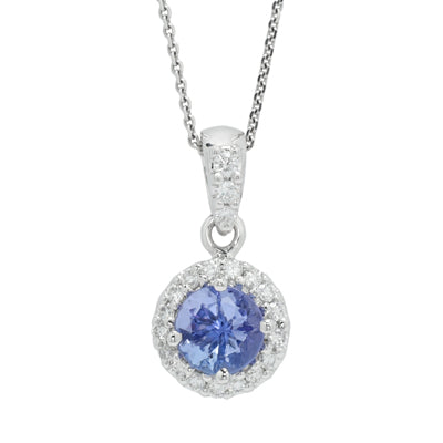 Tanzanite Necklace in 14kt White Gold with Diamonds (1/7ct tw)