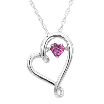 Pink Tourmaline Heart Necklace in Sterling Silver