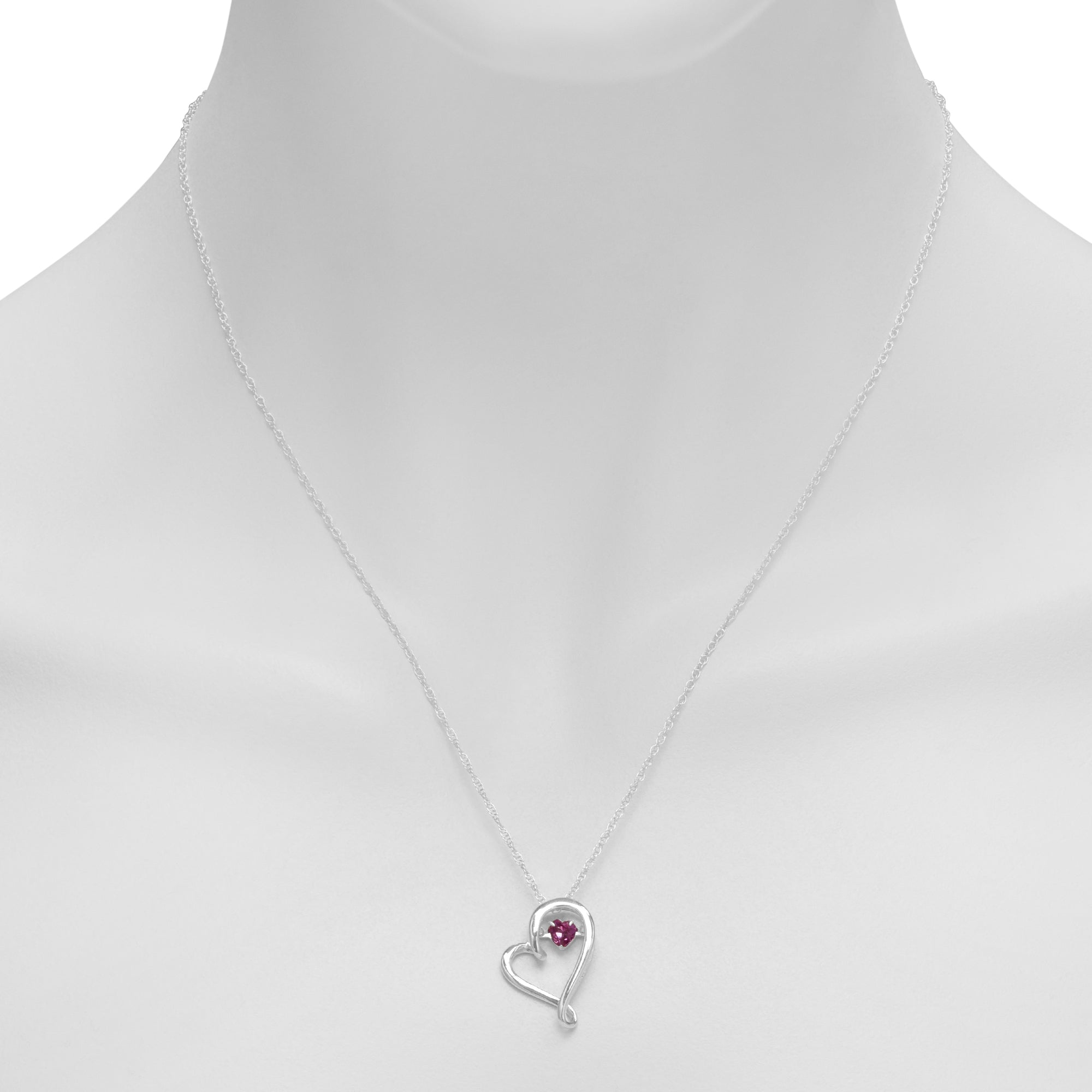 Pink Tourmaline Heart Necklace in Sterling Silver