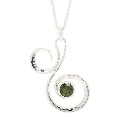 E.L. Designs Maine Green Tourmaline Fiddlehead Necklace in Sterling Silver